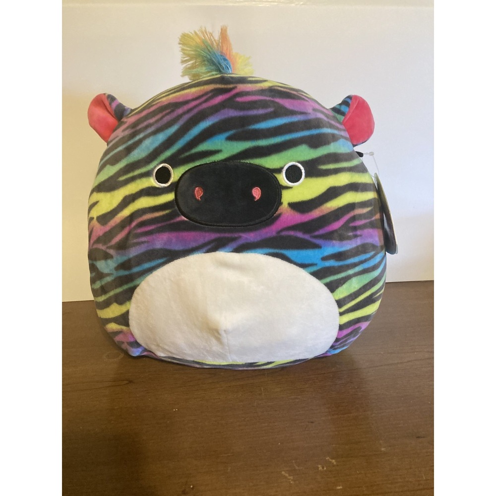 Squishmallows 12" Safiyah Zebra Rainbow Black Plush NWT #1035